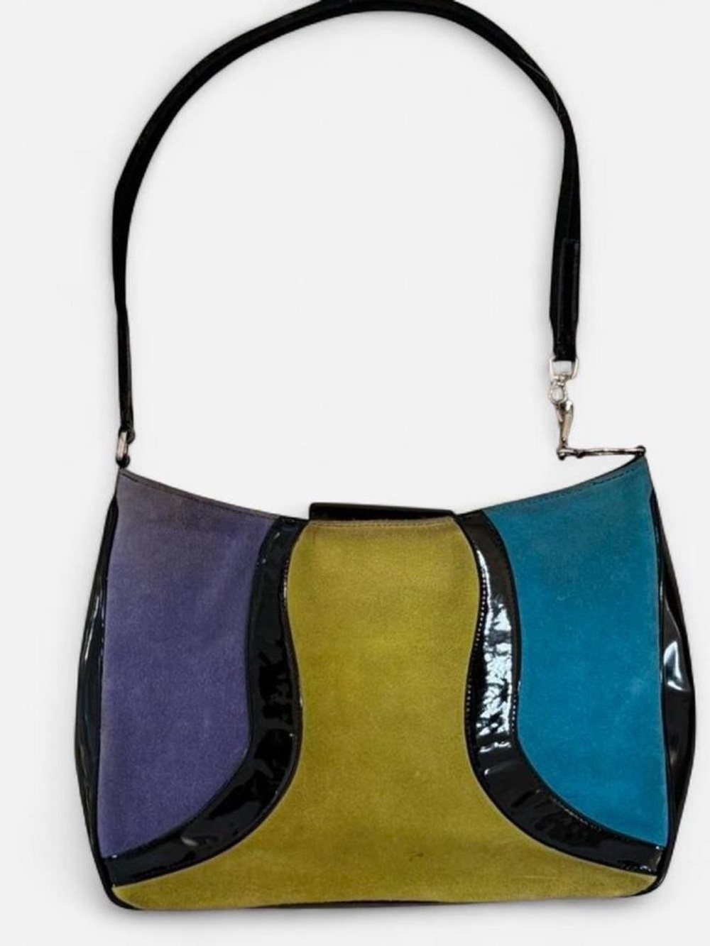 Colorblock Suede Shoulder Bag - Picture 2 of 8